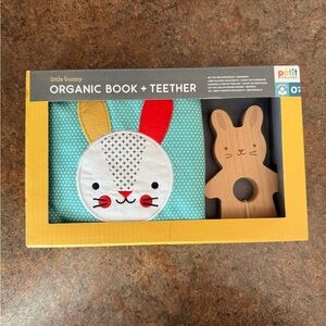NEW Petit Collage Bunny Organic Book & Baby Teether
